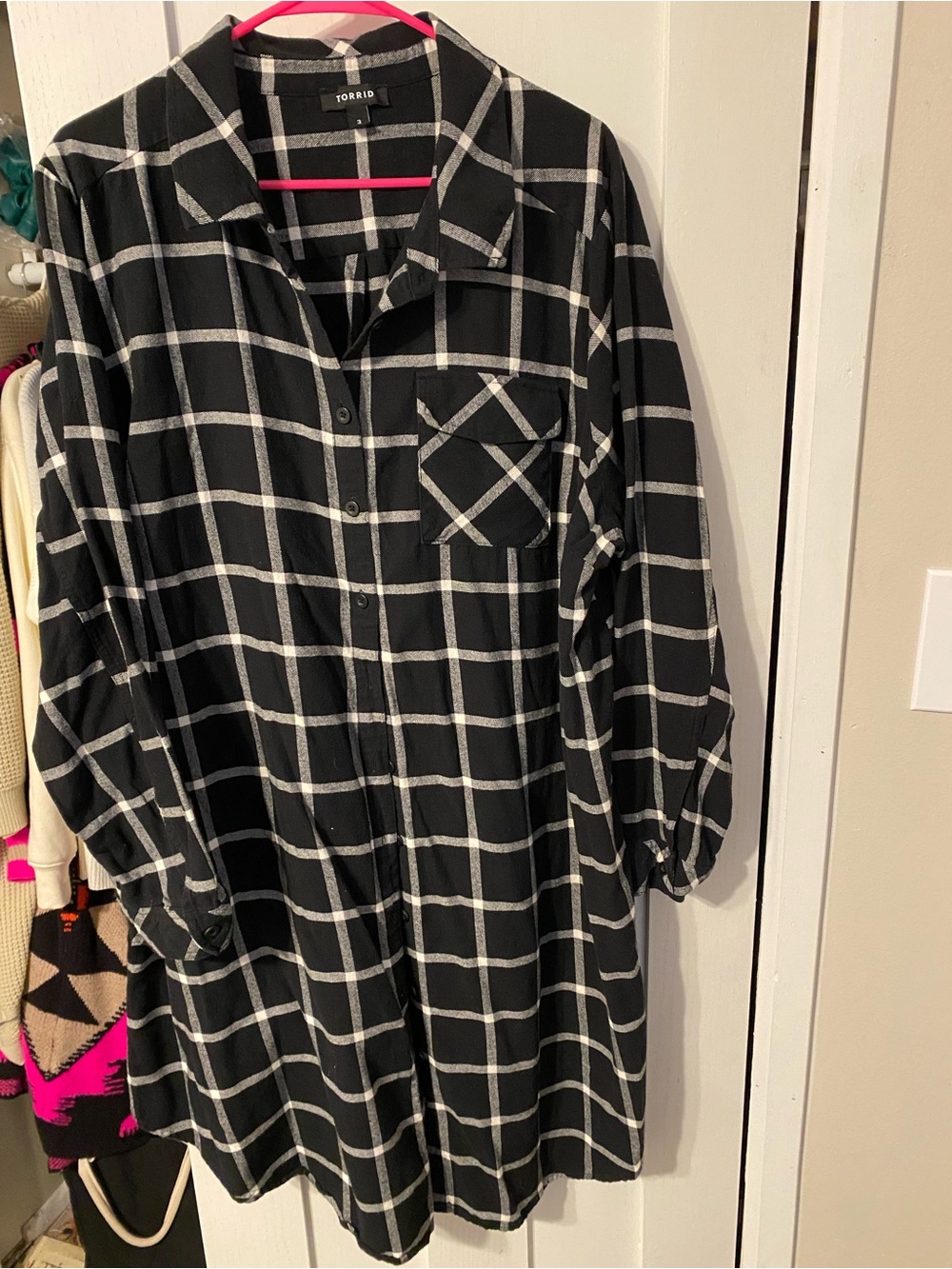 Torrid Black and White Plaid Button-Up Shirt